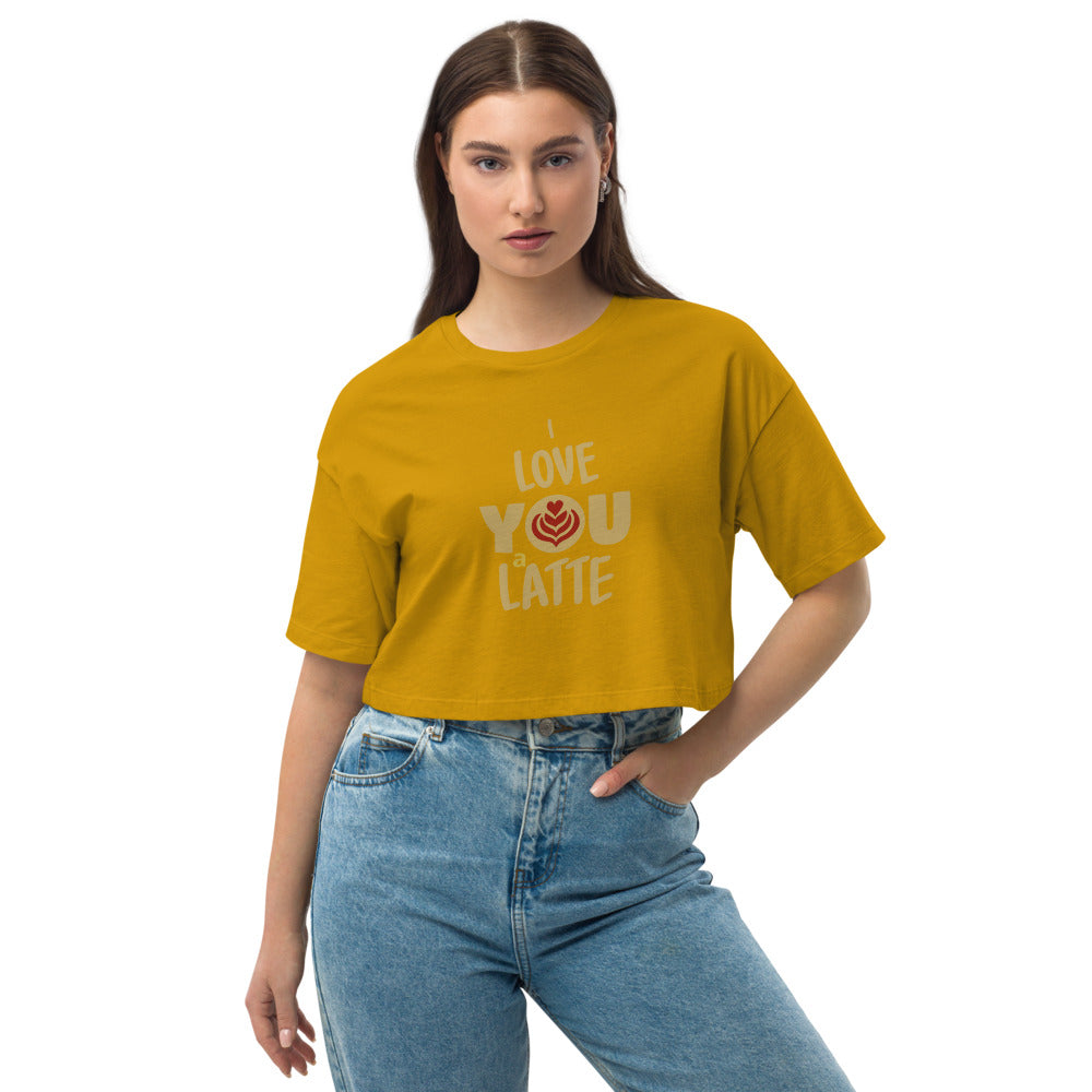 I Love You a Latte Loose drop shoulder crop top