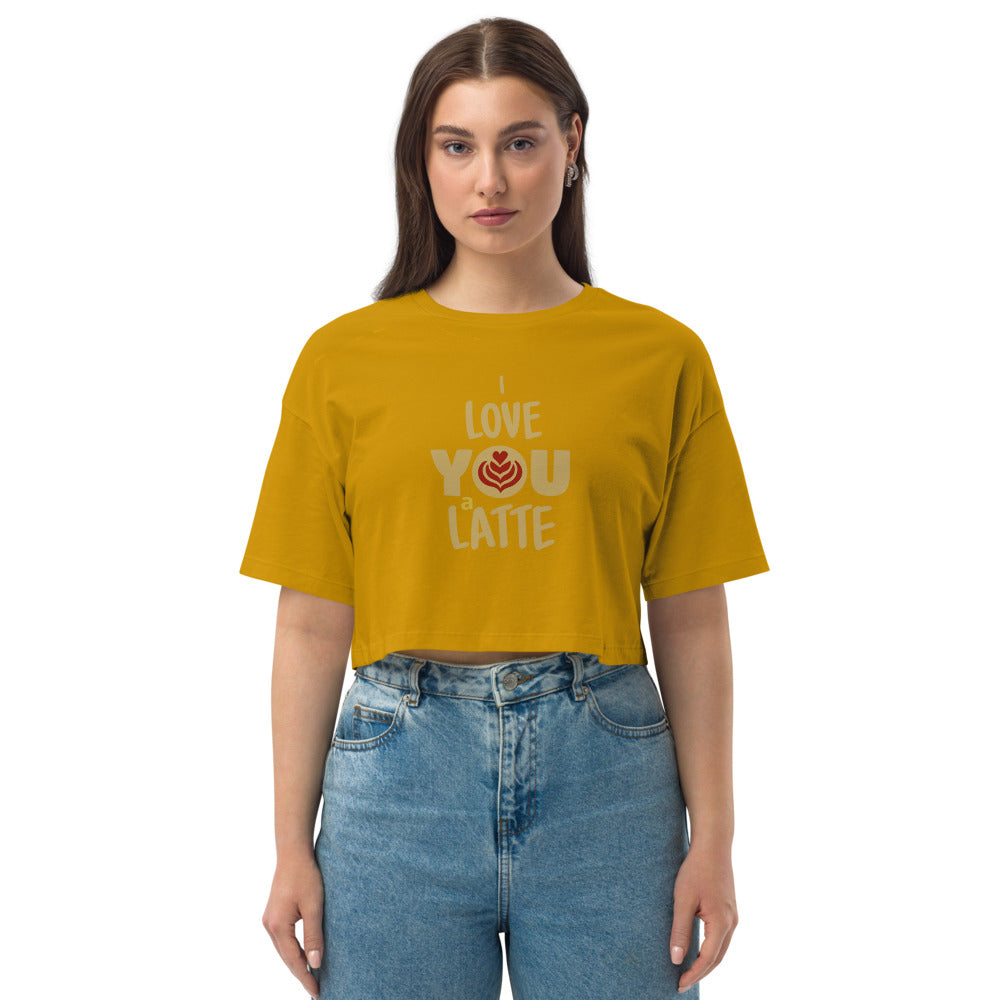 I Love You a Latte Loose drop shoulder crop top