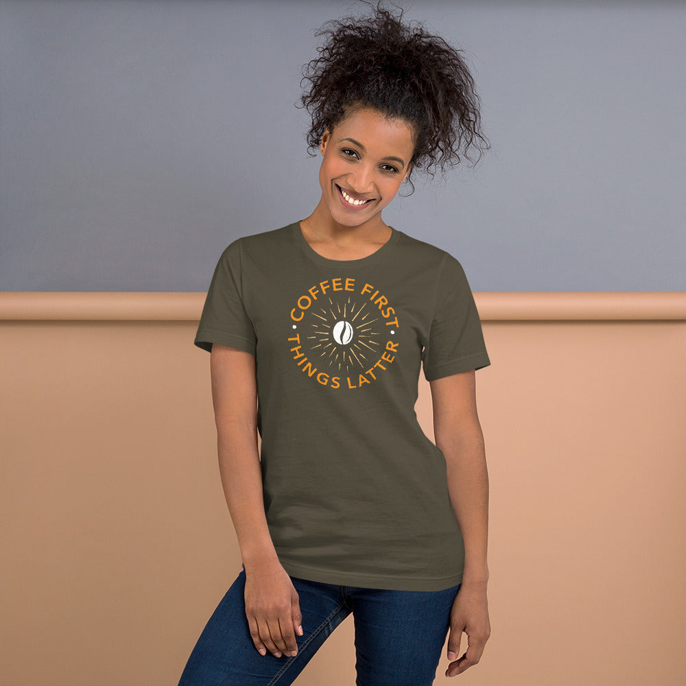 Coffee First Things Latter Short-Sleeve Unisex T-Shirt